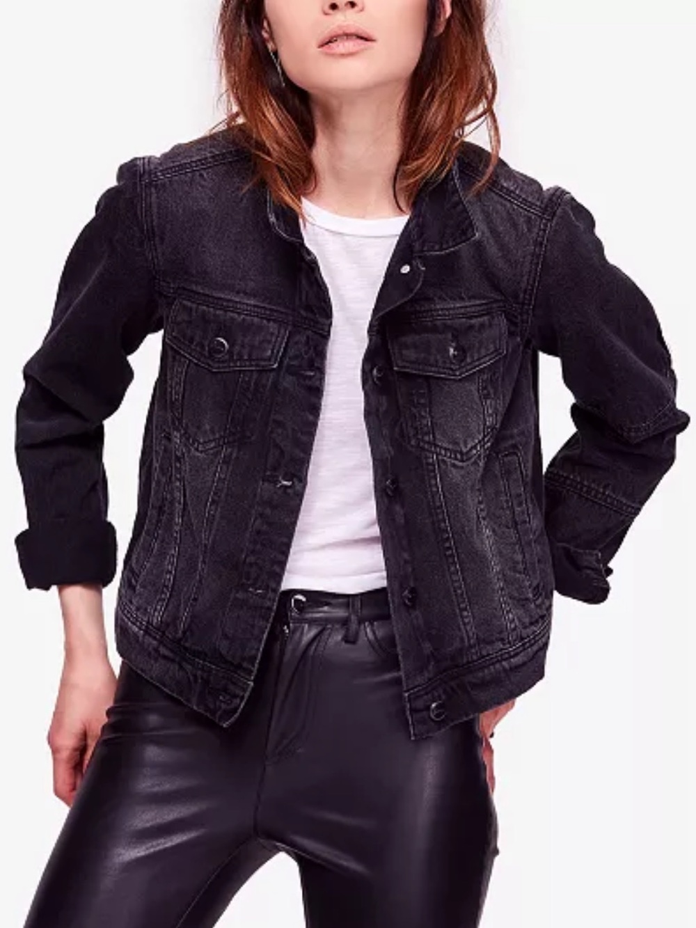 Free People Rumors Denim Jacket - Black